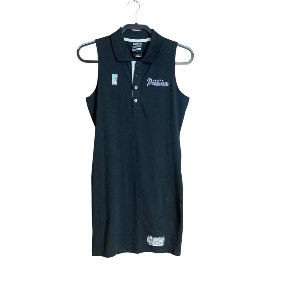 Broken Promises black sleeveless polo dress large